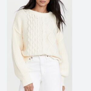 Free People Dream Cable Crew Sweater